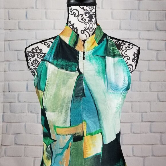 La Squadra zip front sleeveless geo print top sz s - Picture 2 of 8